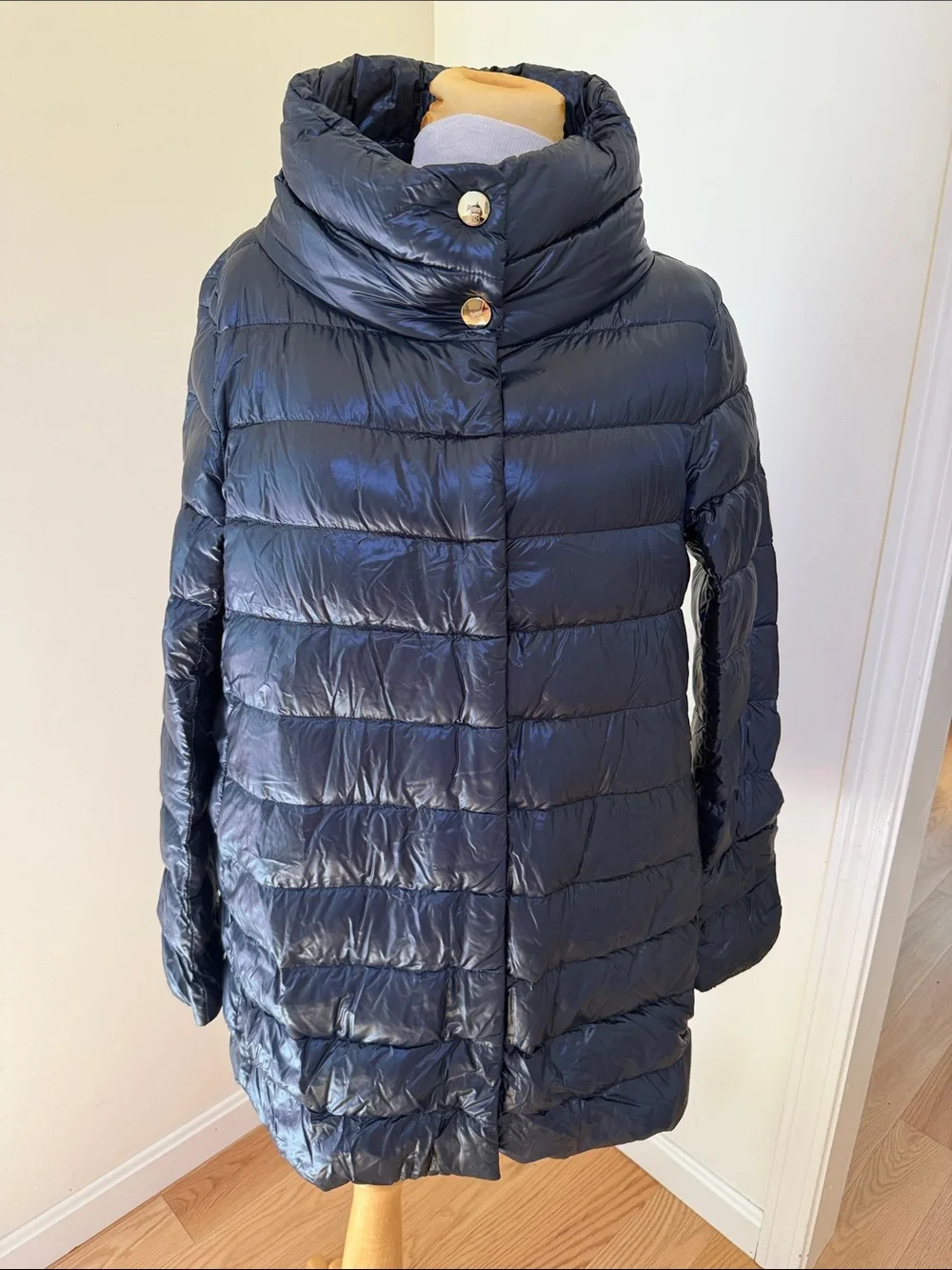 Herno Amelia anthracite water resistant high low down jacket Sz 10/46.